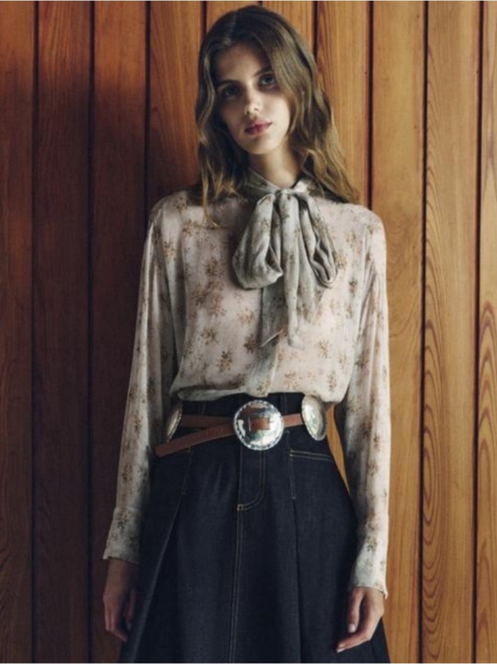 NWT Zara Floral Tied Neck Blouse ZW Collection  Medium